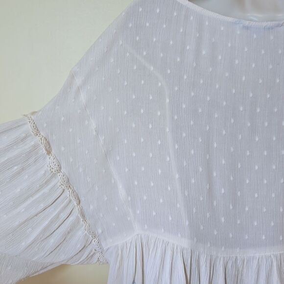 Embroidered Peasant Top Boho Milkmaid Balloon Sleeve Cottagecore Ethereal Fairy - Picture 6 of 10